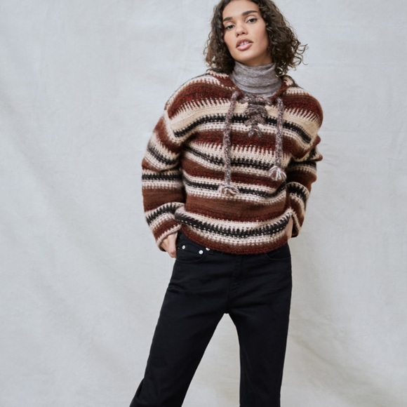 Zara | Wool Alpaca Limited Edition Striped Beatnik Sweater - Picture 1 of 6